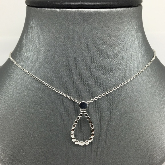 14K White Gold Open Pear Shape Charm Necklace